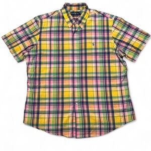 Ralph Lauren Men's XL Custom Fit Multicolor Plaid Short Sleeve Shirt
